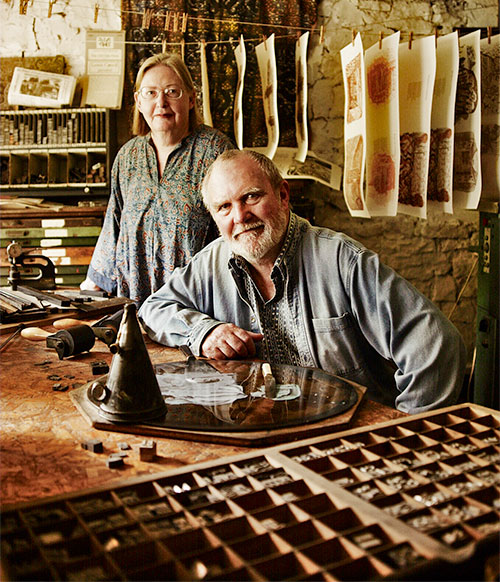 Frances & Nicolas McDowall in the print shop